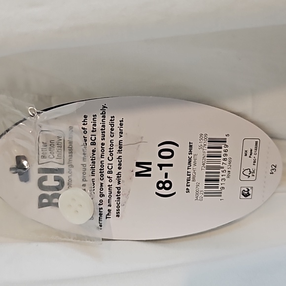 ๐ฃ Scoop Women's White Eyelet Button Down Long Sleeves Size Med ๐ Tags ๐ - Picture 6 of 7